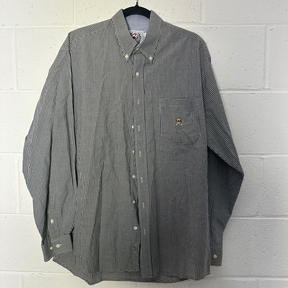 Cinch Mens Western Long Sleeve Check Shirt Snap Button‎ Embroidered Logo Size L - Picture 3 of 4